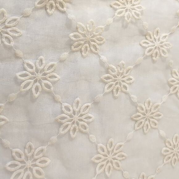 Piazza Roma Ivory Embroidered Lace & Knit Linen/Cotton Tank Top, Size M, Boho - Picture 8 of 9